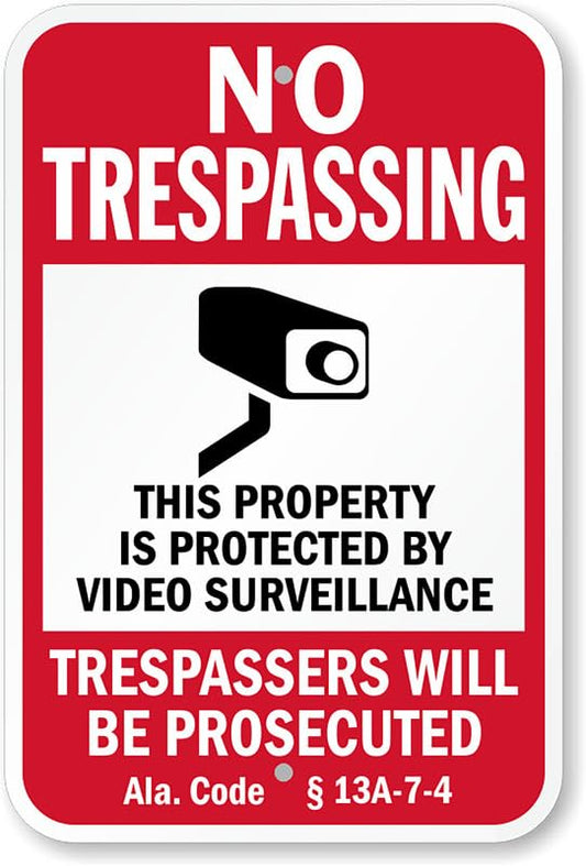 Alabama Video Surveillance Aluminum Weatherproof  Sign p00316