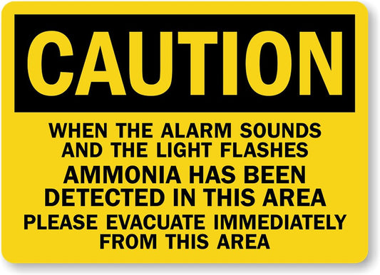 Alarm Sounds Amonia Detected Aluminum Weatherproof  Sign p00322