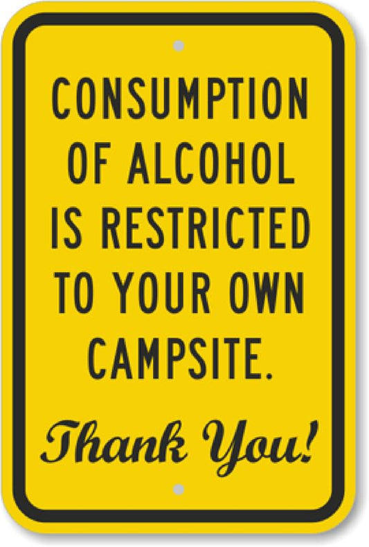 Alcohol Restricted Campsite Aluminum Weatherproof  Sign p00342
