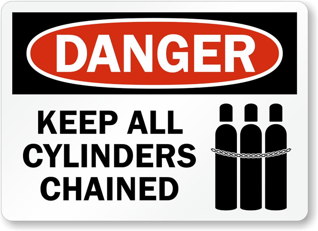 All Cylinders Chained Danger Aluminum Weatherproof  Sign p00352