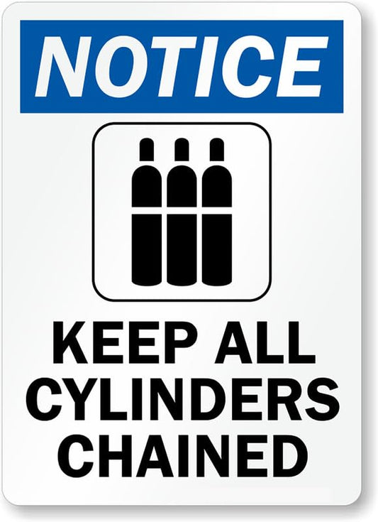 All Cylinders Chained Notice Aluminum Weatherproof  Sign p00354