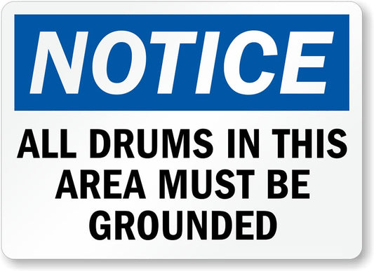 All Drums Area Notice Aluminum Weatherproof  Sign p00363