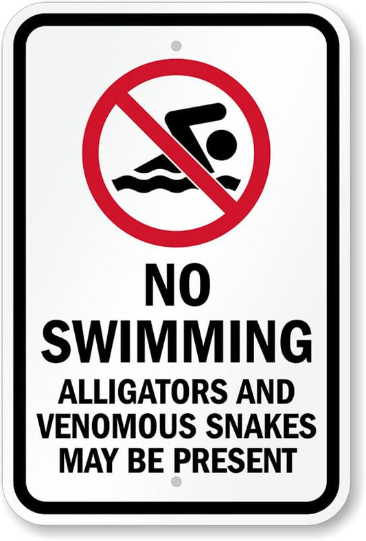 Alligators And Snakes No Swimming Aluminum Weatherproof  Sign p00369