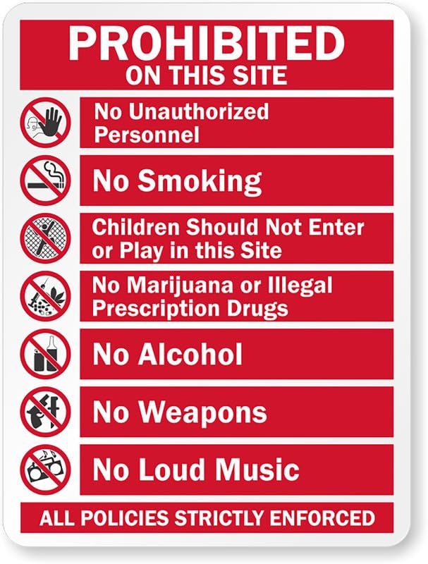 All Policies Shall Be Strictly Enforced Aluminum Weatherproof  Sign p00388