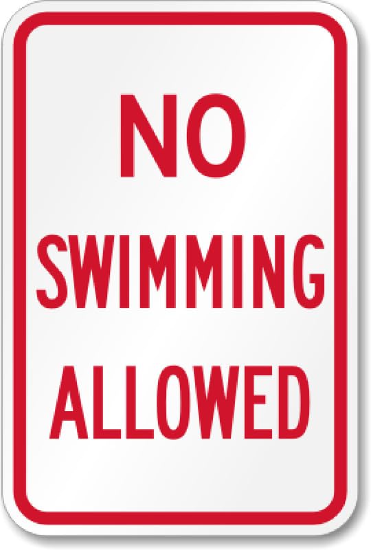 Aluminum No Swimming Aluminum Weatherproof  Sign p00414