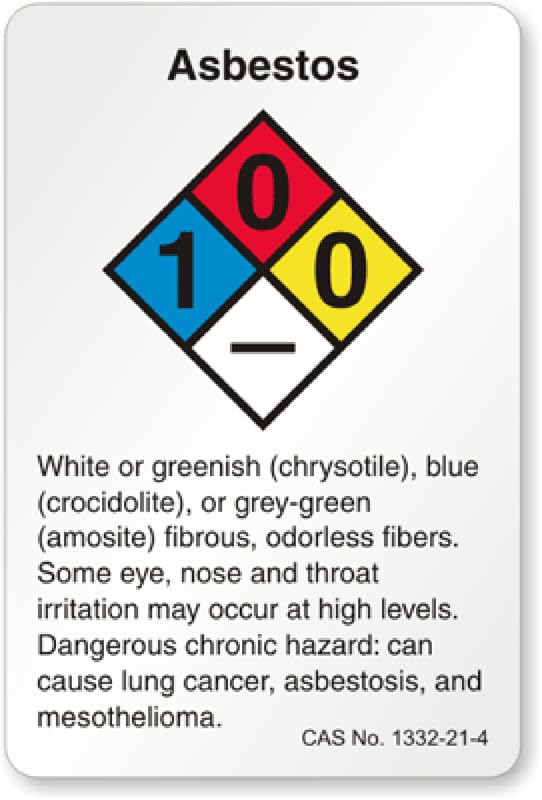 Asbestos Nfpa Chemical Aluminum Weatherproof  Sign p00489