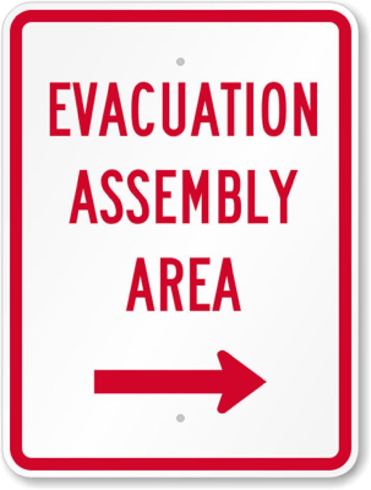 Assembly Area Arrow Aluminum Weatherproof  Sign p00492