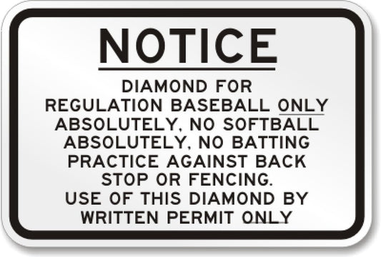 Baseball Rules Aluminum Weatherproof  Sign p00559