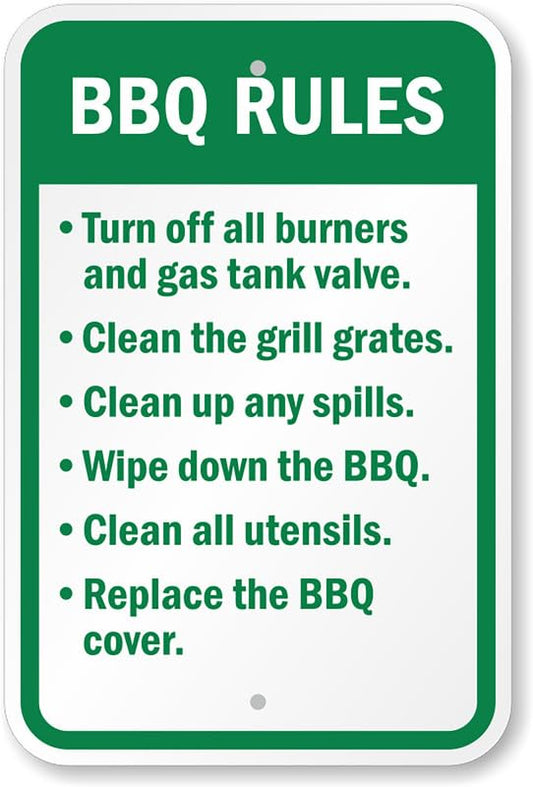 Bbq Rules Aluminum Weatherproof  Sign p00563