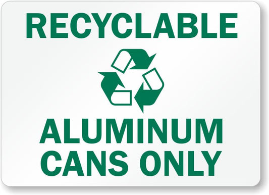 Aluminum Cans Recycling Aluminum Weatherproof  Sign p00585