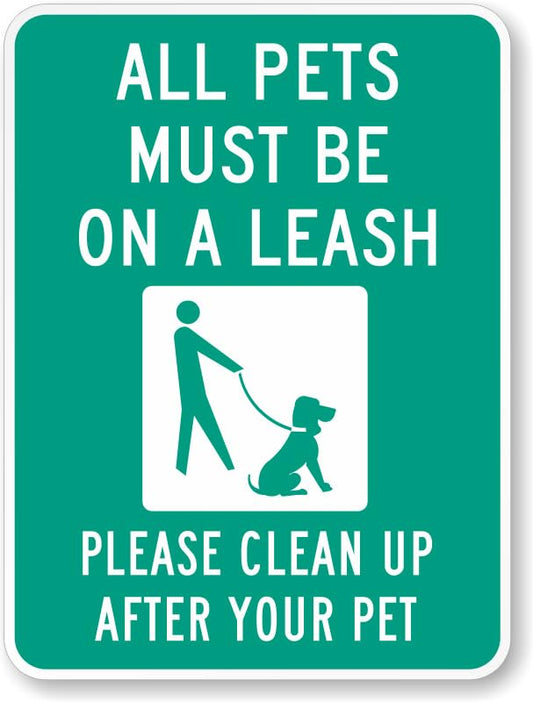 Aluminum On Leash Pet Aluminum Weatherproof  Sign p00598