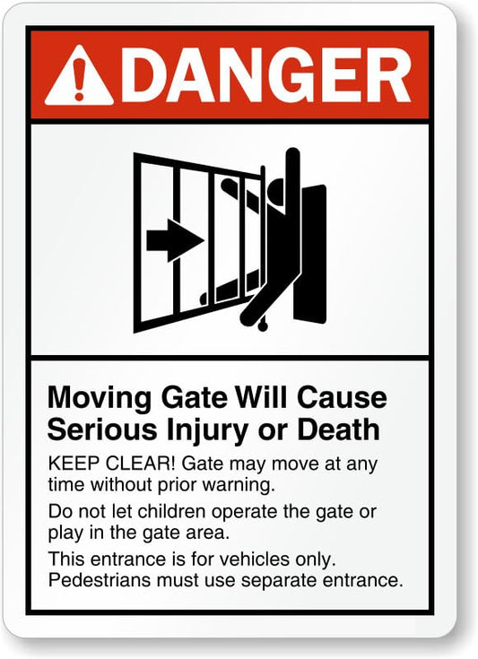 Ansi Danger Moving Gate Aluminum Weatherproof  Sign p00621