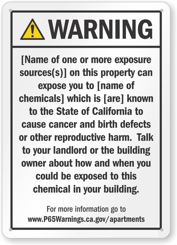 Apartment Exposure Prop 65 Aluminum Weatherproof  Sign p00640