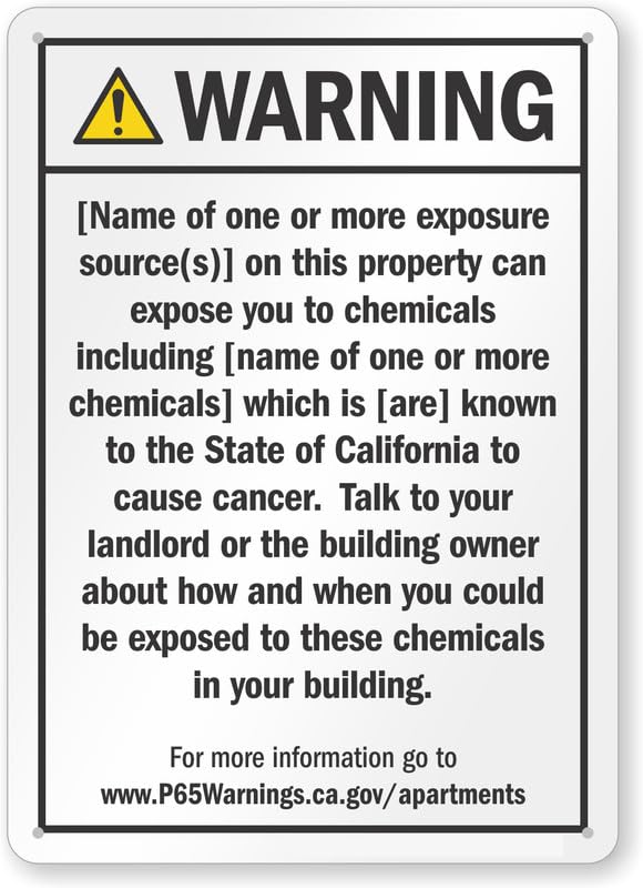 Apartment Exposure Prop 65 Aluminum Weatherproof  Sign p00638