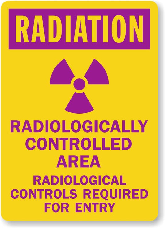 Area Controlled Radiation Aluminum Weatherproof  Sign p00663