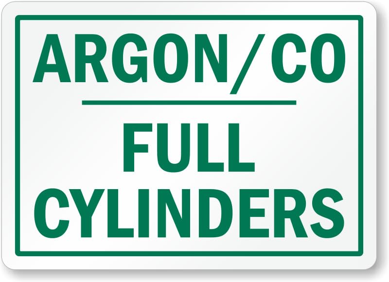 Argon Co Full Cylinders Aluminum Weatherproof  Sign p00679
