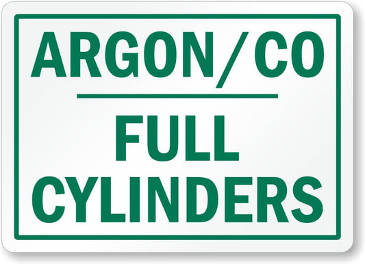 Argon Co Full Cylinders Aluminum Weatherproof  Sign p00679