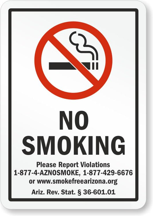 Arizona No Smoking Aluminum Weatherproof  Sign p00685