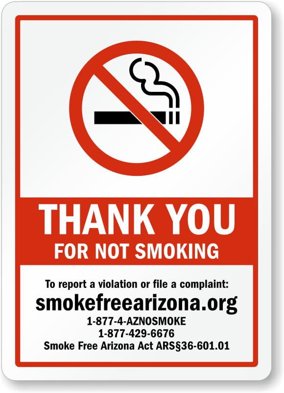 Arizona No Smoking Aluminum Weatherproof  Sign p00686