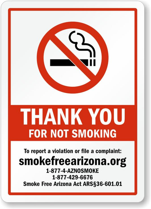 Arizona No Smoking Aluminum Weatherproof  Sign p00686