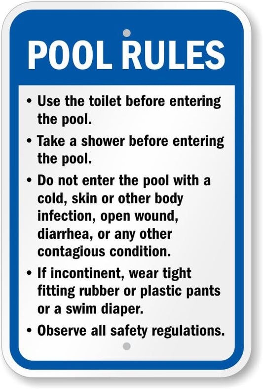 Arizona Pool Rules Aluminum Weatherproof  Sign p00690