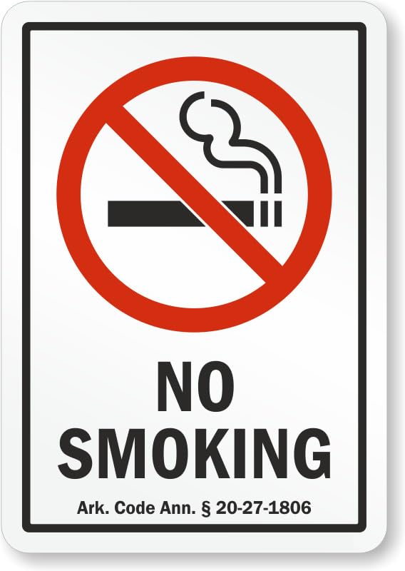 Arkansas No Smoking Aluminum Weatherproof  Sign p00697