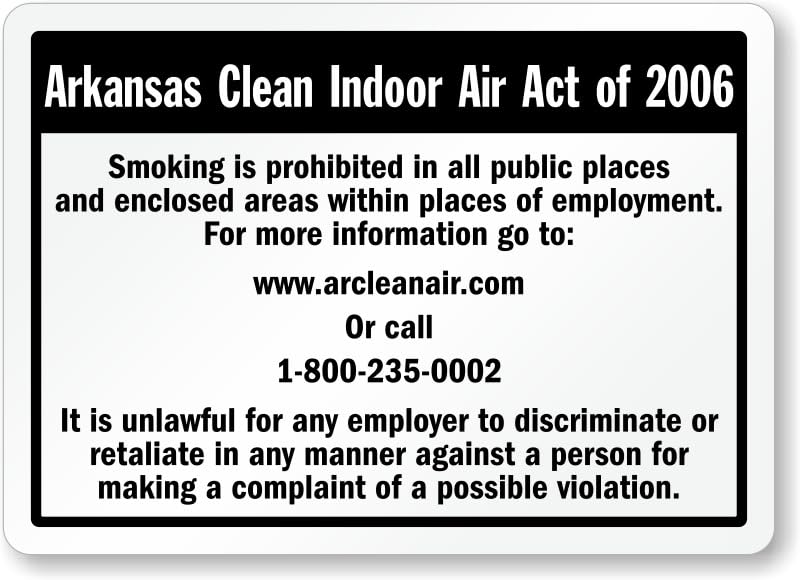 Arkansas No Smoking Aluminum Weatherproof  Sign p00699