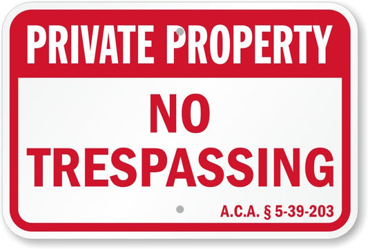 Arkansas Private Property Aluminum Weatherproof  Sign p00702