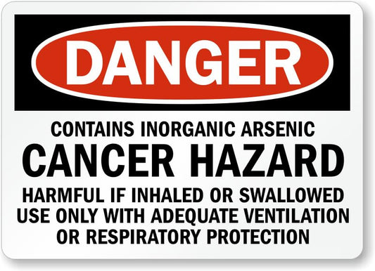 Arsenic Cancer Hazard Danger Aluminum Weatherproof  Sign p00710