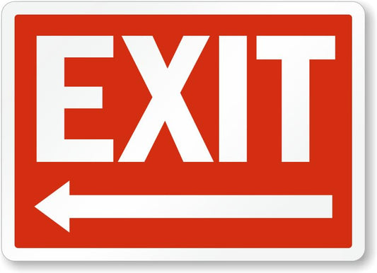 Arrow Left Exit Entrance Aluminum Weatherproof  Sign p00706