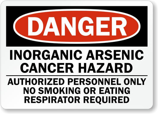 Arsenic Cancer Hazard Danger Aluminum Weatherproof  Sign p00711