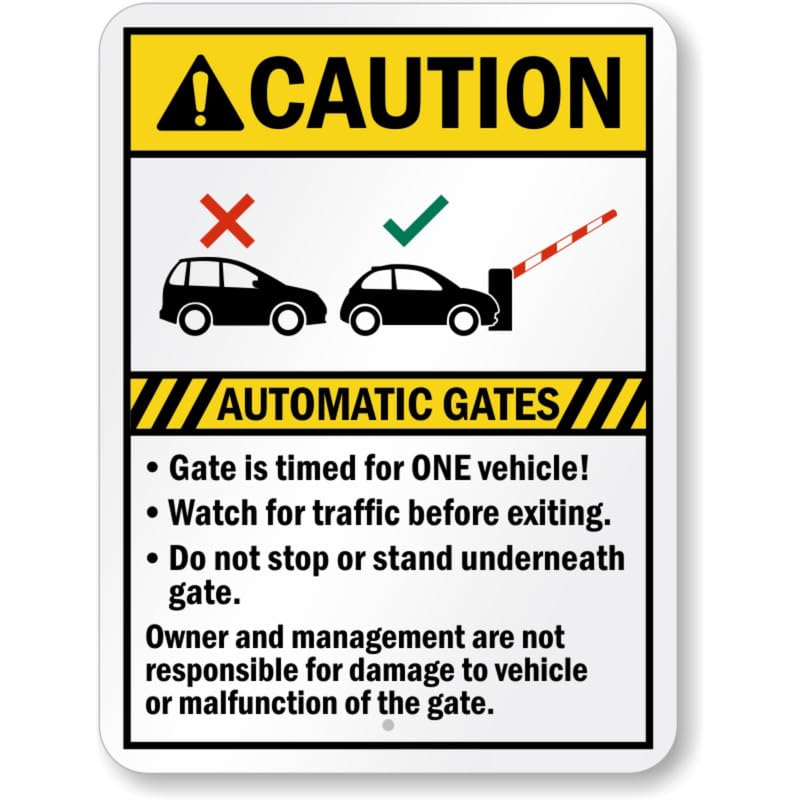 Automatic Gates Watch For Traffic Before Exiting Aluminum Weatherproof Sign p1011