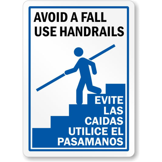 Avoid Bilingual Trip Fall Aluminum Weatherproof Sign p1035