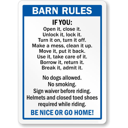 Barn Rules No Dogs Allowed Aluminum Weatherproof Sign p1079