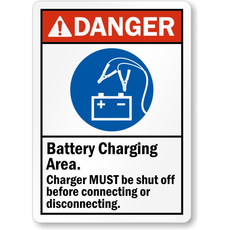 Battery Charging Area Danger Aluminum Weatherproof Sign p1097