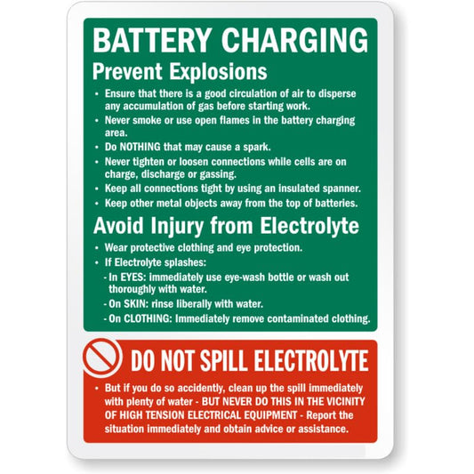 Battery Charging Dos And Donts Forklift Safety Aluminum Weatherproof Sign p1109