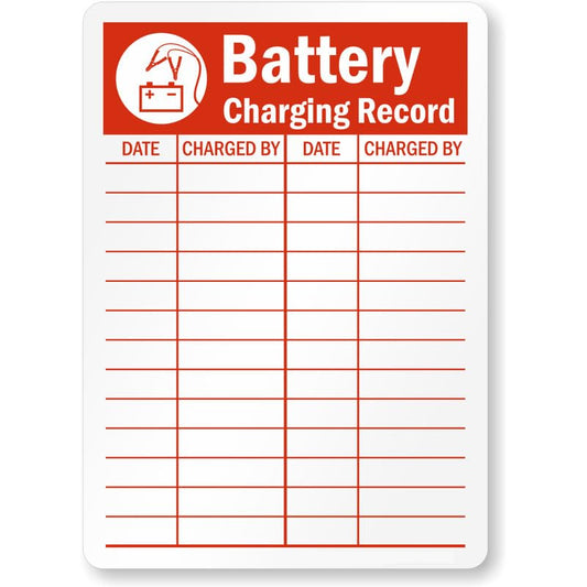 Battery Charging Record Battery Charging Area Aluminum Weatherproof Sign p1113