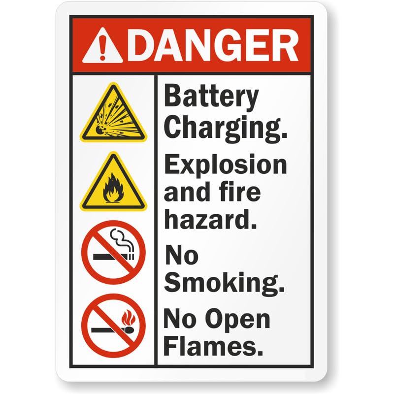 Battery Charging Explosion Hazard Ansi Danger Aluminum Weatherproof Sign p1110