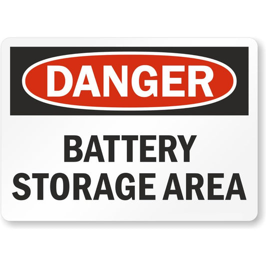 Battery Storage Area Osha Danger Aluminum Weatherproof Sign p1126