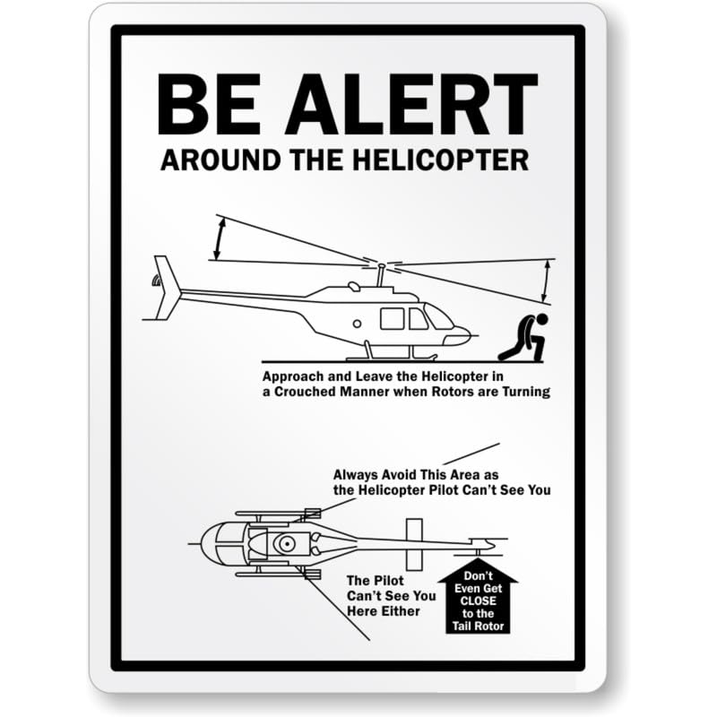 Be Alert Around The Helicopter Aluminum Weatherproof Sign p1133