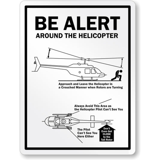 Be Alert Around The Helicopter Aluminum Weatherproof Sign p1133