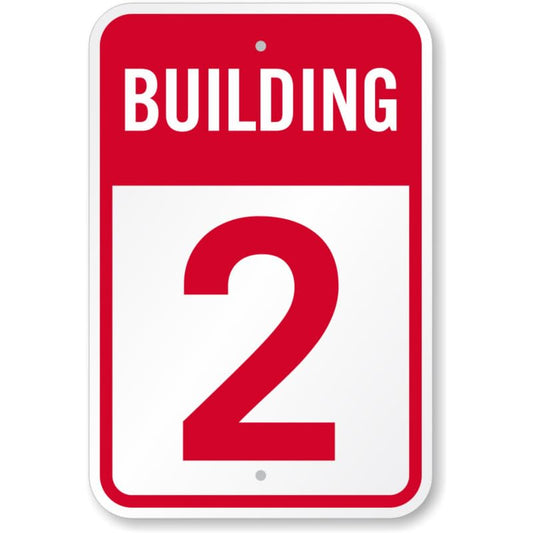 Building Number 2 Aluminum Weatherproof Sign p1181