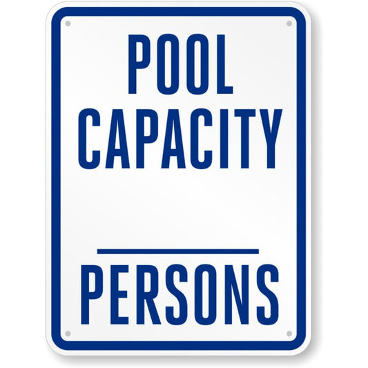 California Pool Capacity Aluminum Weatherproof Sign p1229