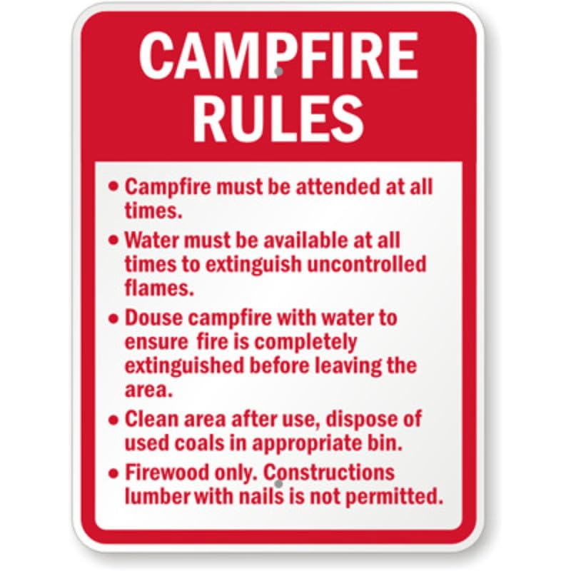 Campfire Rules Aluminum Weatherproof Sign p1232