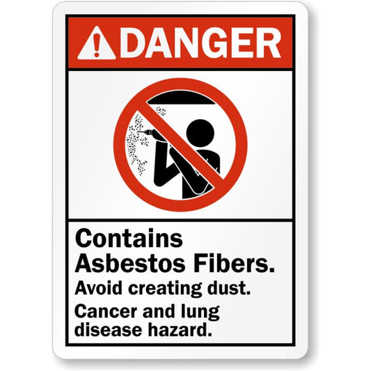 Asbestos Fibers Ansi Danger Aluminum Weatherproof Sign p734