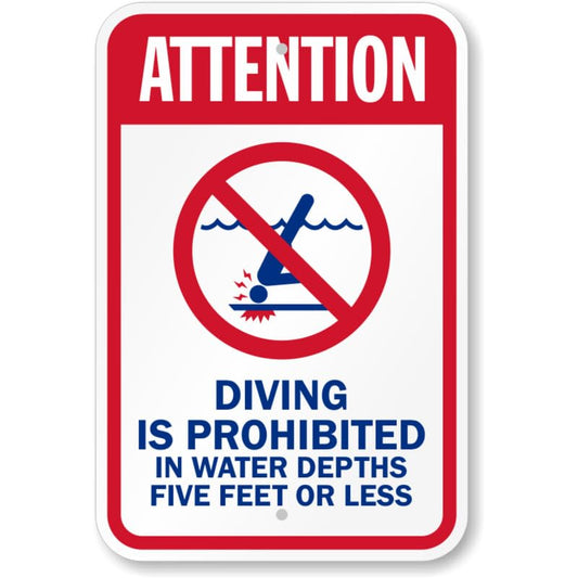 Attention Diving Is Prohibited Pool Aluminum Weatherproof Sign p770