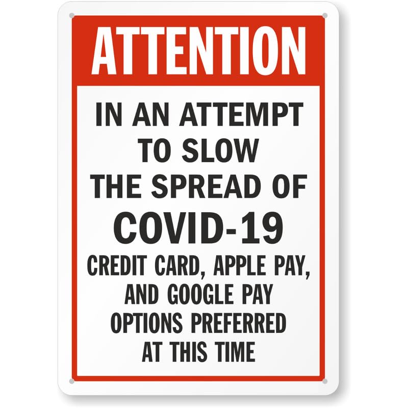 Attention Credit Card Apple Pay Google Pay Only Aluminum Weatherproof Sign p768