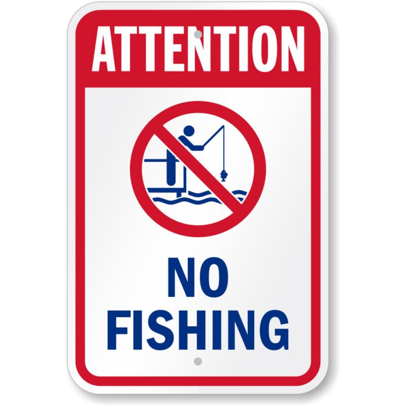 Attention No Fishing Water Safety Aluminum Weatherproof Sign p789