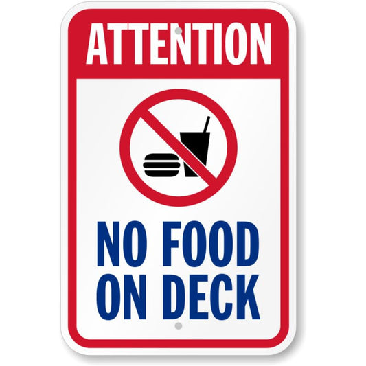 Attention No Food On Deck Pool Aluminum Weatherproof Sign p790
