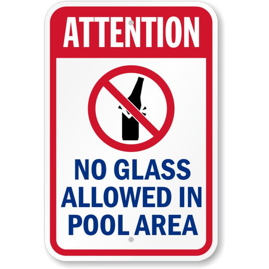 Attention No Glass Allowed Pool Aluminum Weatherproof Sign p792